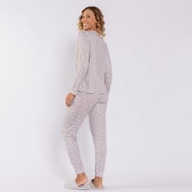 Pijama Feminino Longo Em Malha Tricot Camila Moretti Estrelas