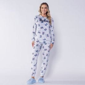 Pijama Feminino Longo Em Plush Disney Stitch