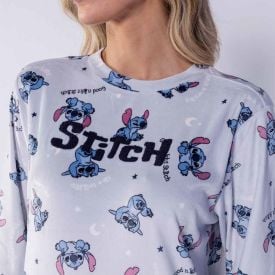 Pijama Feminino Longo Em Plush Disney Stitch
