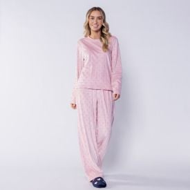 Pijama Feminino Longo Em Plush In Love Camila Moretti Rosa