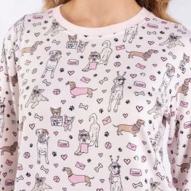 Pijama Feminino Longo Peletizado Camila Moretti Rosa Geranio