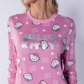 Pijama Feminino Longo Peletizado Sanrio Hello Kitty