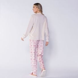 Pijama Feminino Longo Rainy Teddy Camila Moretti Bege