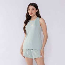 Pijama Feminino Regata Curto Camila Moretti Verde