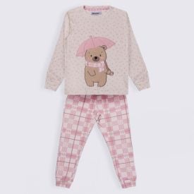 Pijama Infantil Menina 4 a 10 Anos Rainy Teddy Marmelada