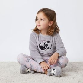 Pijama Infantil Menina 4 a 10 Anos Sleepy Panda Marmelada Cinza