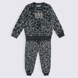 Pijama Infantil Menino 4 a 10 Anos Em Fleece Dino Hot Dog Estampado