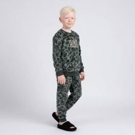 Pijama Infantil Menino 4 a 10 Anos Em Fleece Dino Hot Dog Estampado