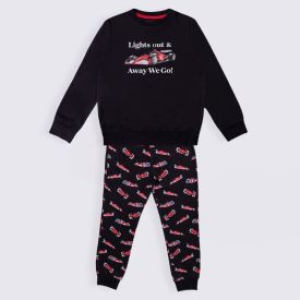 Pijama Infantil Menino 4 a 10 Anos Longo Peletizado Hot Dog Xadrez