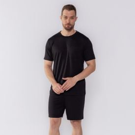 Pijama Masculino Curto Com Bolso Marc Alain Preto