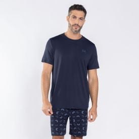 Pijama Masculino Curto Peletizado Marc Alain Azul