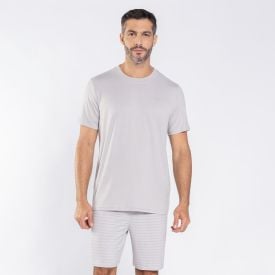 Pijama Masculino Curto Peletizado Marc Alain Cinza