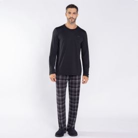 Pijama Masculino Longo Peletizado Marc Alain Preto
