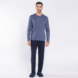 Pijama Masculino Longo Peletizado Marc Alain Azul