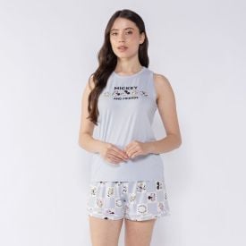 Pijama Mickey Feminino Regata Disney Azul