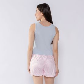 Pijama Feminino Regata Curto Camila Moretti Azul Aco Claro