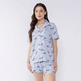 Pijama Stitch Feminino Americano Disney Azul