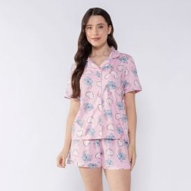 Pijama Stitch Feminino Americano Disney Rosa
