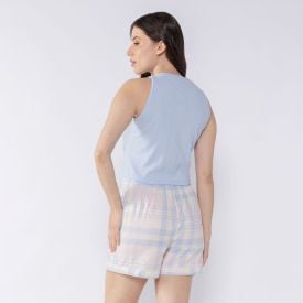 Pijama Stitch Feminino Regata Cropped Disney Azul