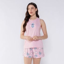 Pijama Stitch Feminino Regata Disney Rosa