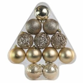 Pinheiro Mix De Bolas Natalinas 6 Cm Champanhe Tuut - 12 unidades