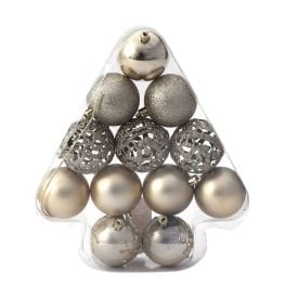 Pinheiro Mix De Bolas Natalinas 6 Cm Champanhe Tuut - 12 unidades