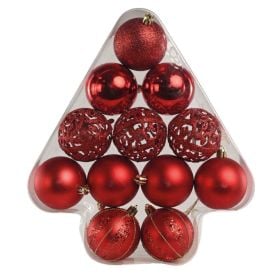 Pinheiro Mix De Bolas De Natal 6 Cm Vermelho Tuut - 12 unidades
