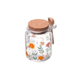 Porta Condimentos Com Colher De Bambu Flora Rosa Lyor - 200ml