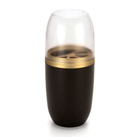 Porta Escova Dental Com Tampa Arthi 20,8Cm  - Preto/Dourado 
