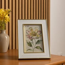 Porta Retrato Mdf Texturizado 10X15cm Lyor - BRANCO