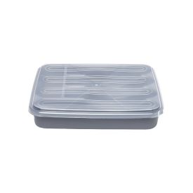 Porta Talheres Com Tampa Plasvale - Cinza