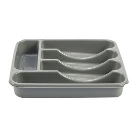 Porta Talheres Sem Tampa Plasvale - Cinza