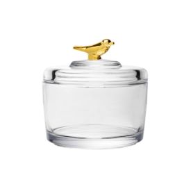 Pote Cristal com Tampa Golden Bird Wolff 7,5Cm