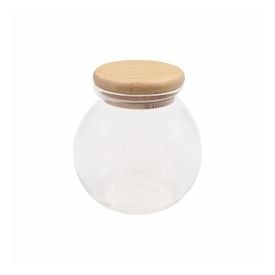 Pote De Vidro Com Tampa Bambu Redondo Havan Casa 800 Ml - Transparente