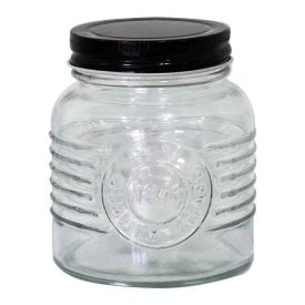 Pote De Vidro Com Tampa De Metal 420 Ml Dynasty - Preto 