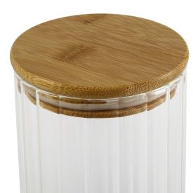 Pote De Vidro Com Tampa Em Bambu Gourmet Wolff - 1,1 Litros