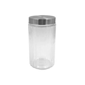 Pote De Vidro Listras Relevo Com Tampa Inox 1,7 Litros - Havan Casa