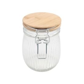 Pote Hermético Canelado Com Tampa Havan Casa 750Ml - Bambu e Transparente