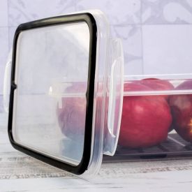 Pote Hermético De Plástico Com Escorredor Plasútil 2,6 Litros - Transparente