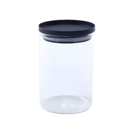 Pote Hermético Vidro Redondo Havan Casa 1 Litro - Preto e Transparente