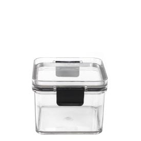 Pote Hermético Quadrado De Plástico Havan Casa 440Ml - Transparente e Preto
