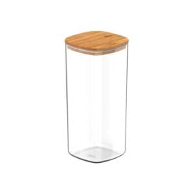 Pote Hermetico Quadrado Keep Ou 1,5L - Transparente e Bambu