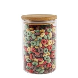 Pote Hermético Redondo Com Tampa Havan Casa 1,1L - Transparente e Bambu