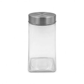 Pote Quadrado Com Tampa Em Metal Havan Casa 1,5 Litro - Vidro