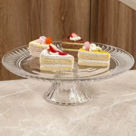 Prato de Bolo com Pé Radial Lyor 31,5Cm - Transparente
