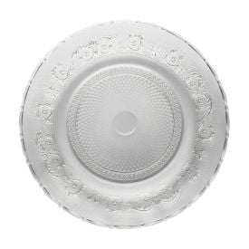 Prato de Bolo em Vidro Clear Daisy 33Cm em Casa Tem Glass - Inga