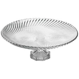 Prato De Vidro Com Pé Vitrum Em Casa Tem Glass 33Cm - Inga