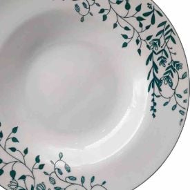 Prato Fundo  Aurora Havan Casa 23Cm - Branco e Verde