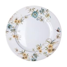 Prato Raso Blue Garden Havan Casa 28Cm - Branco e Floral
