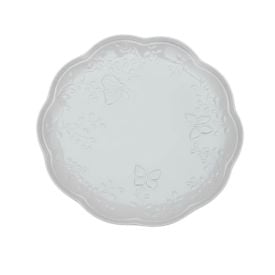 Prato Raso Lyor De Porcelana Butterfly 27Cm - Branco